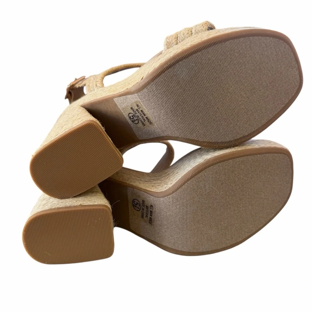 Soda Platform Heeled Jute Womens 8.5 Sandals Natural Spring Summer Vacation Boho